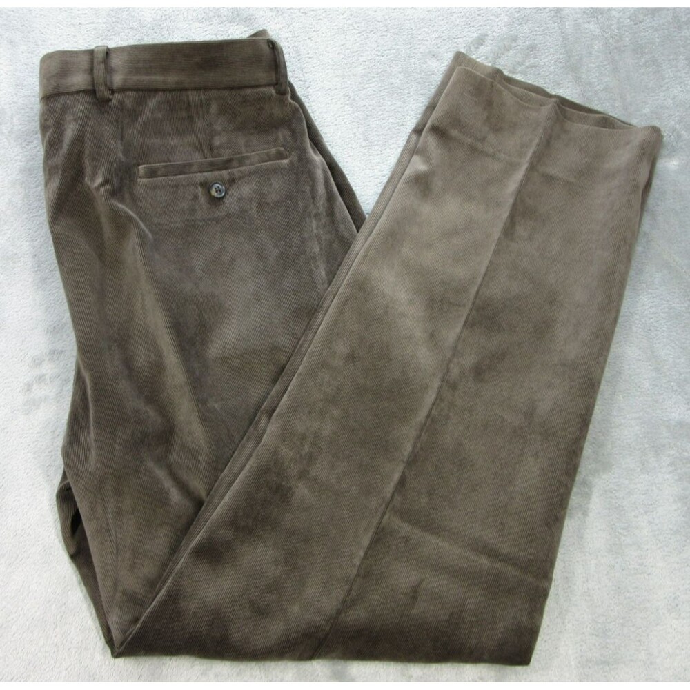 Joseph & Feiss Corduroy Pants Mens 36 (Fits 35x30) Brown Flat Front Trousers